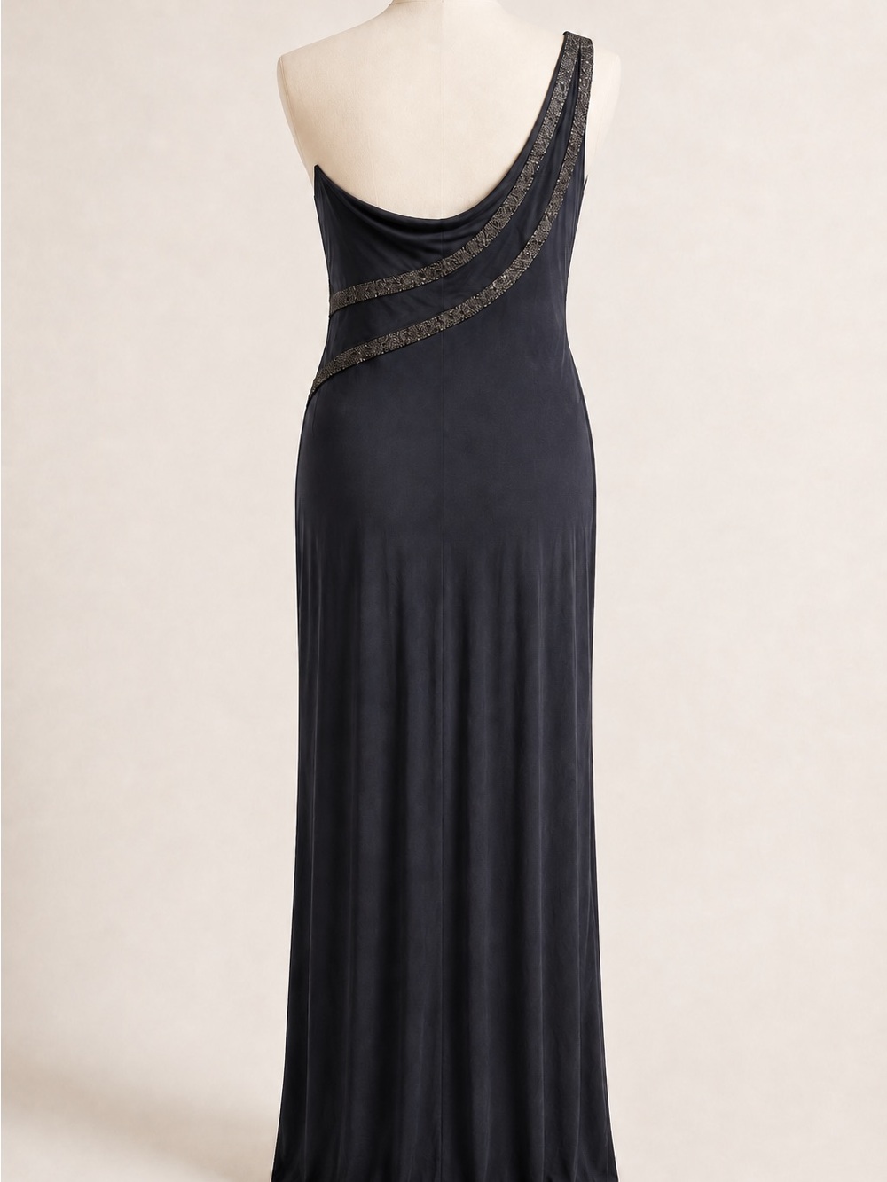 Roberto Cavalli Black One-Shoulder Draped Evening Gown - Picture 2 of 5